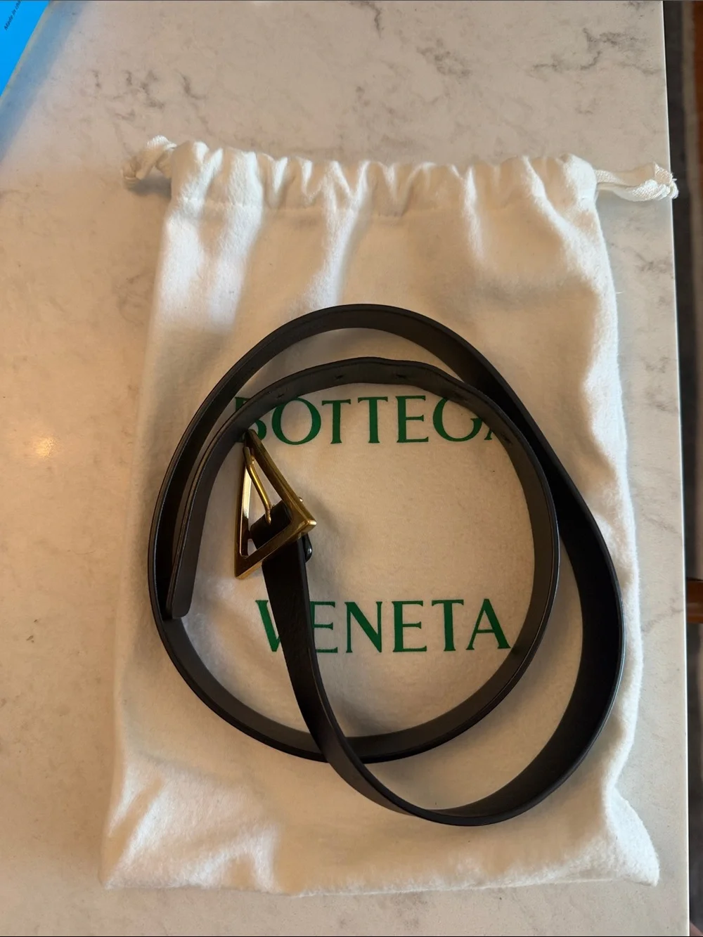 Bottega Veneta black gold belt, 85